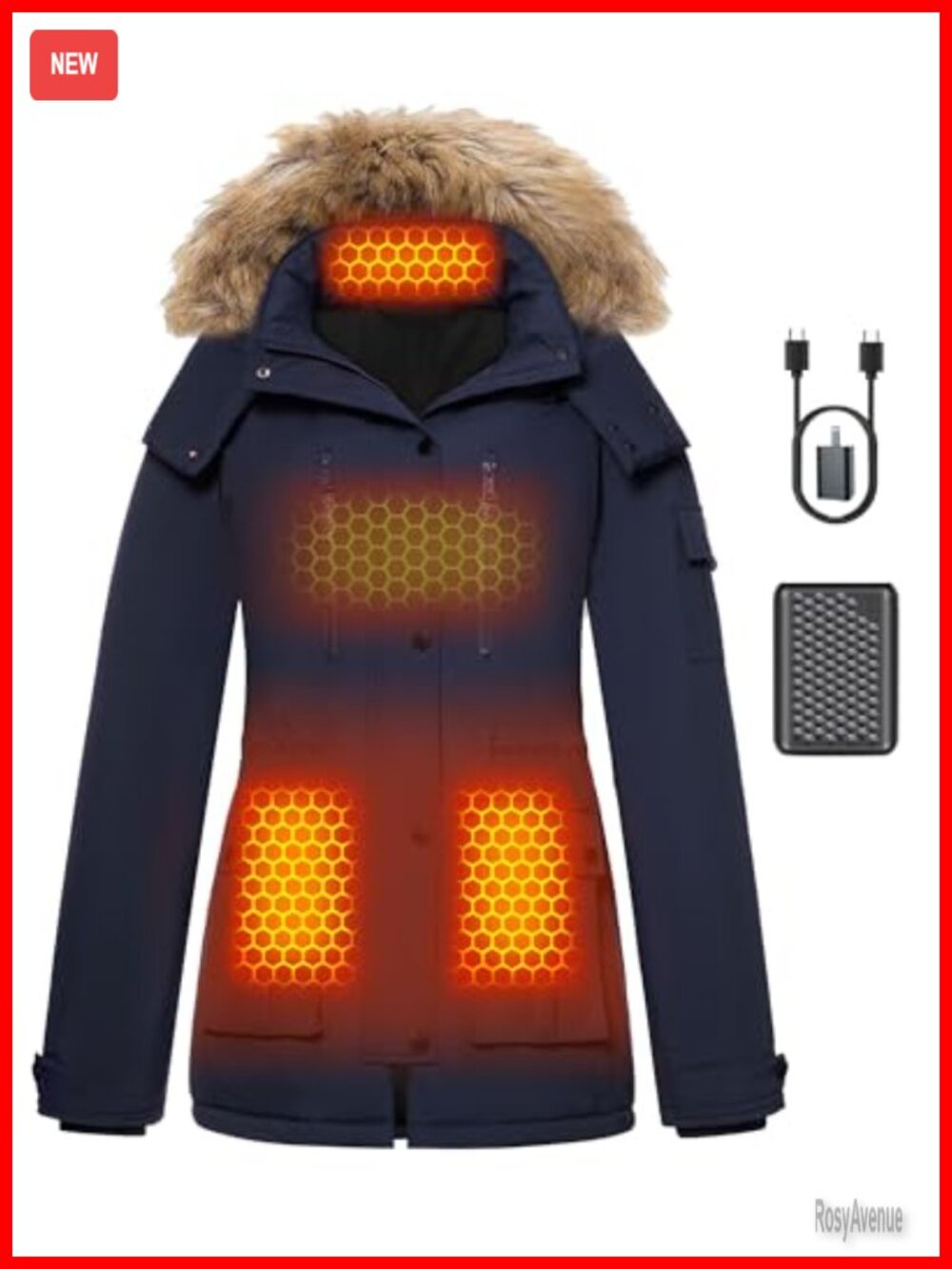 Graphene Heated Jacket Women Waterproof Windproof Hooded Battery Pack